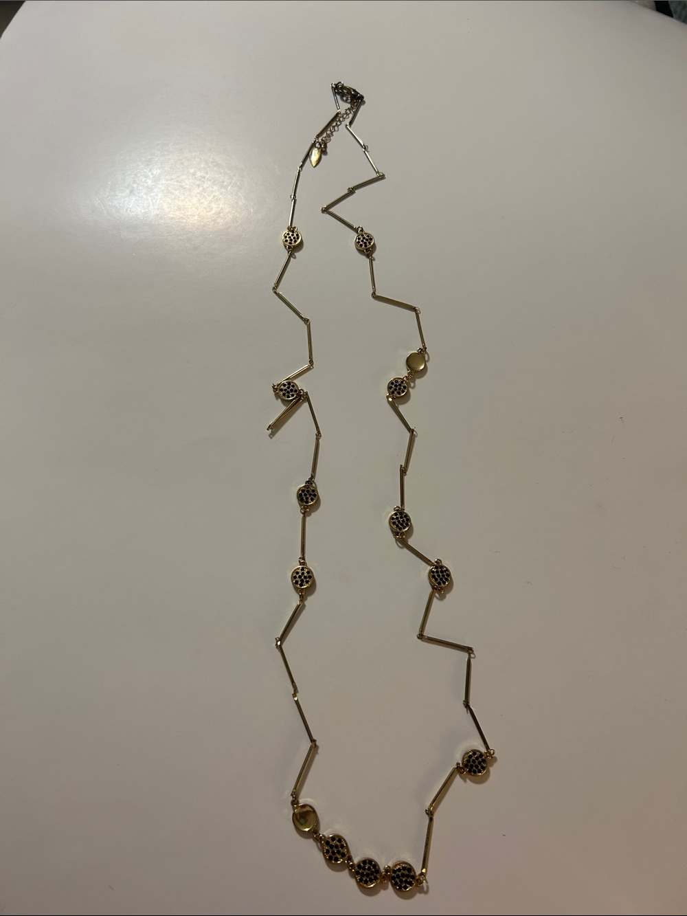 Coldwater Creek Gold-Tone Zigzag Necklace with Filigree Discs